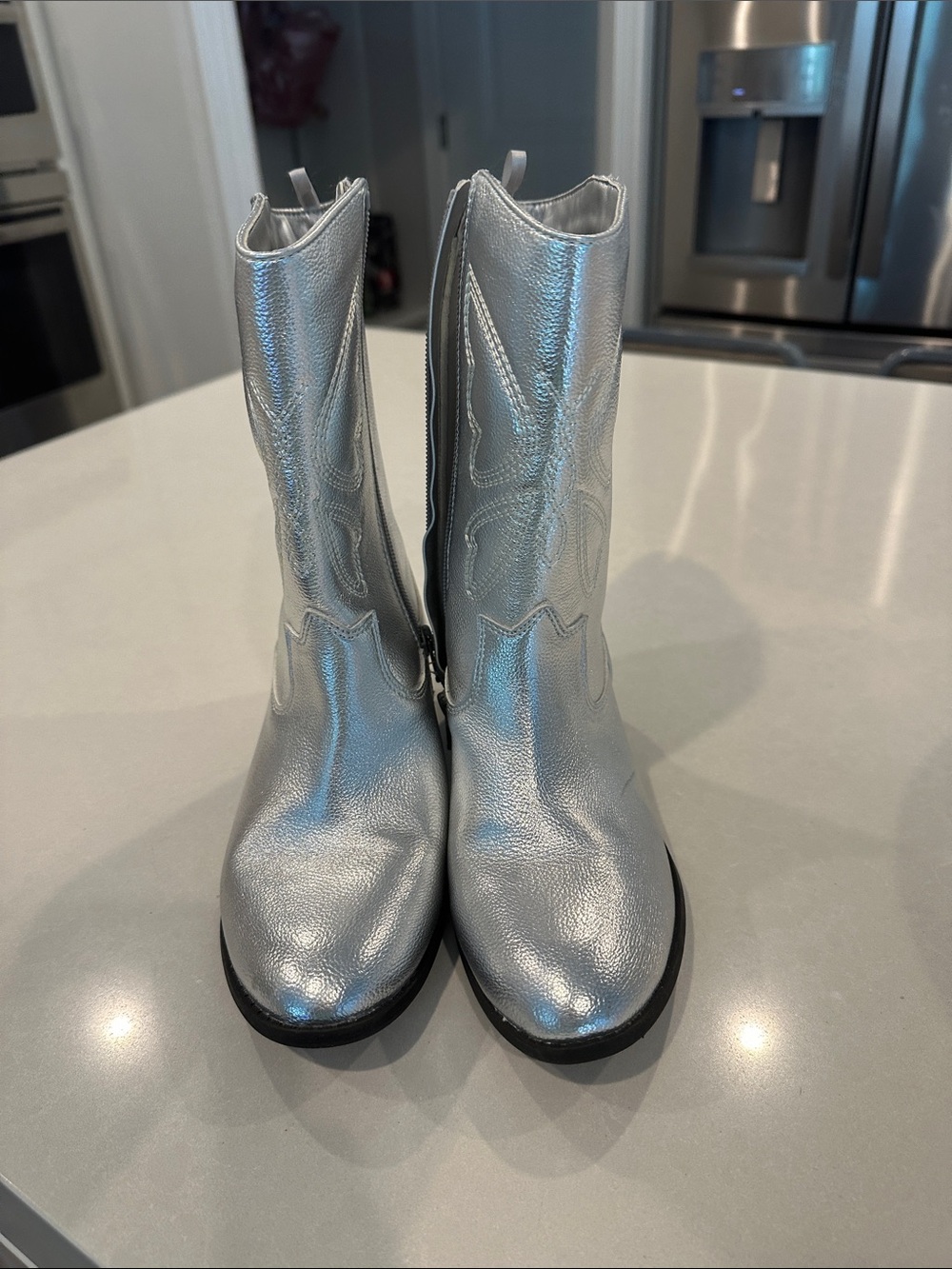 Old Navy Silver Metallic Mid-Calf Western Boots